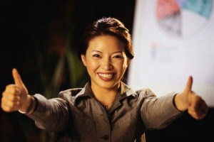 Woman Giving Two Thumbs up
